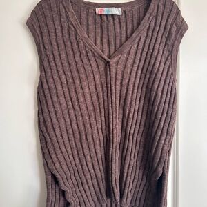 Free People Ribbed V-Neck Sweater